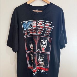 Kiss Band T-Shirt Men's Freedom to Rock Tour 2016 Size XL Black Short Sleeve